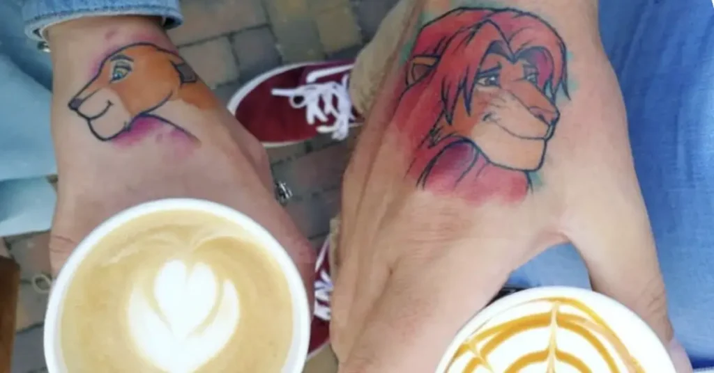 Simba and Nala disney couple tattoos