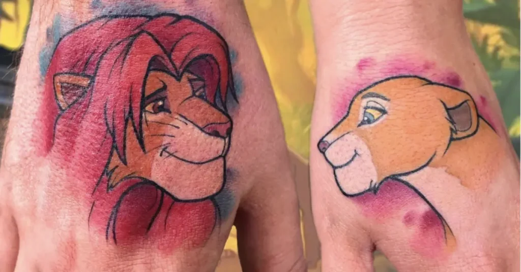 lion king hand disney couple tattoos