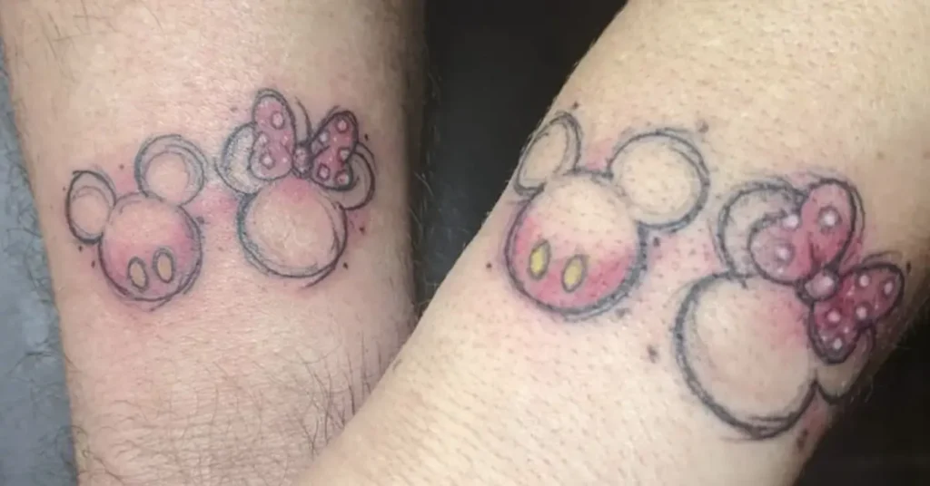 Micky and Minnie Mouse disney couple tattoos