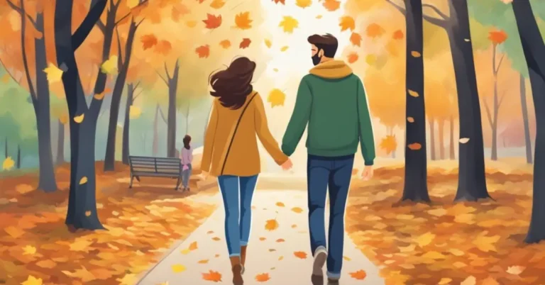 couple walking hand in hand fall date ideas