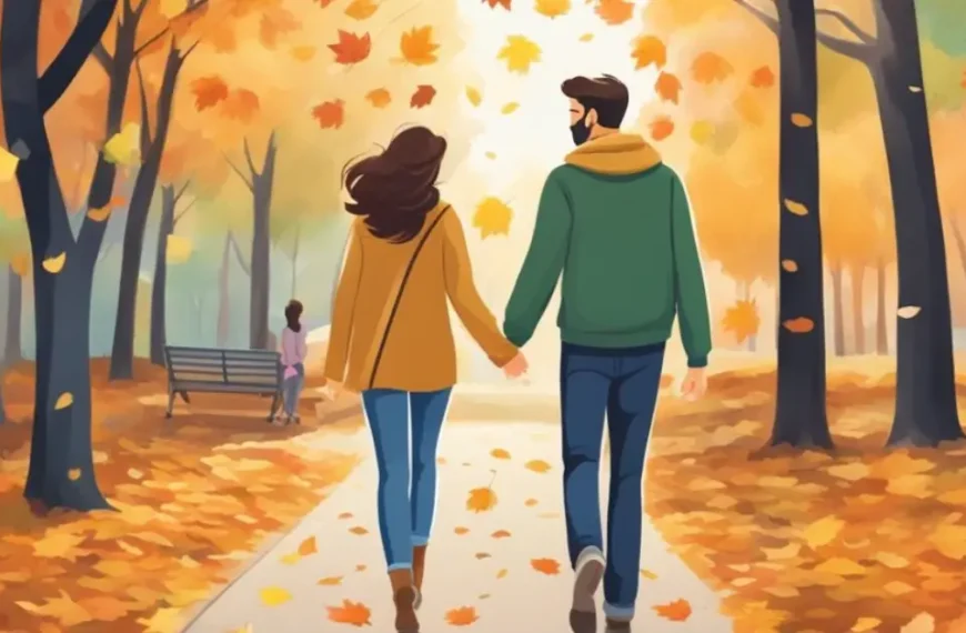 couple walking hand in hand fall date ideas