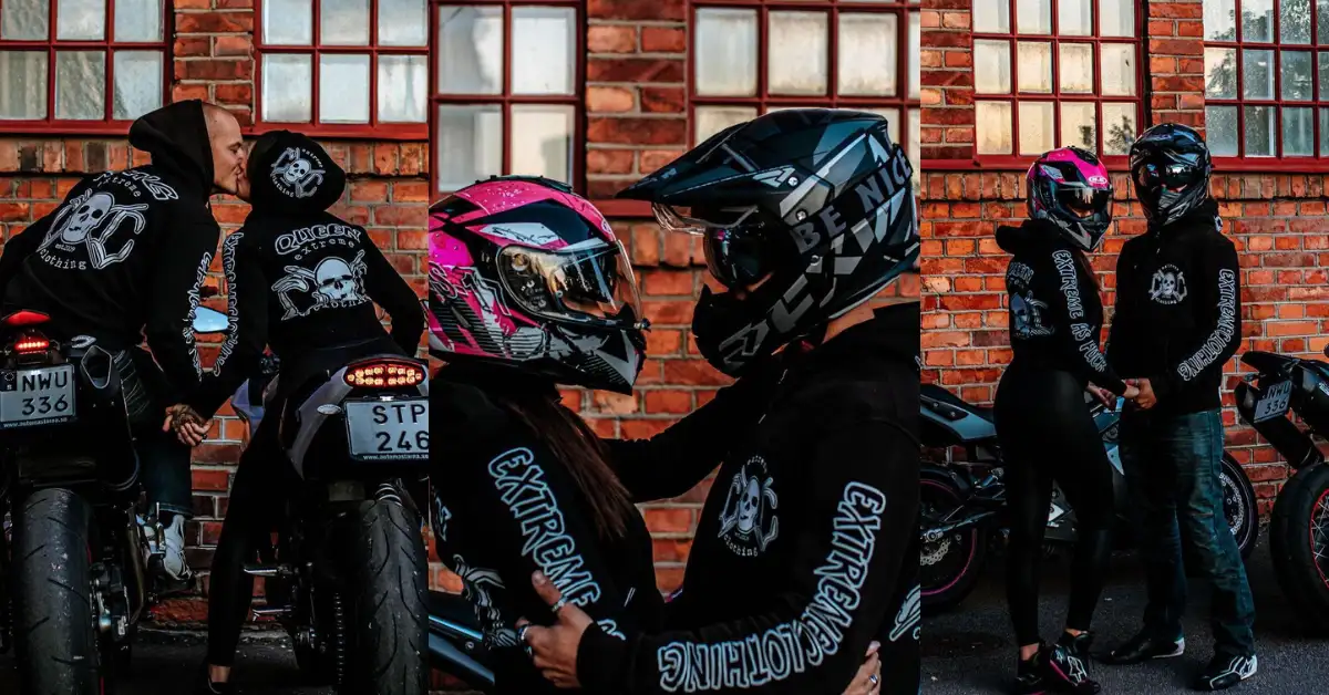 couple motorbike poses